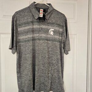 Michigan State Spartans Men's Captivating Brand‎ Polo Shirt Gray Size Large NWT